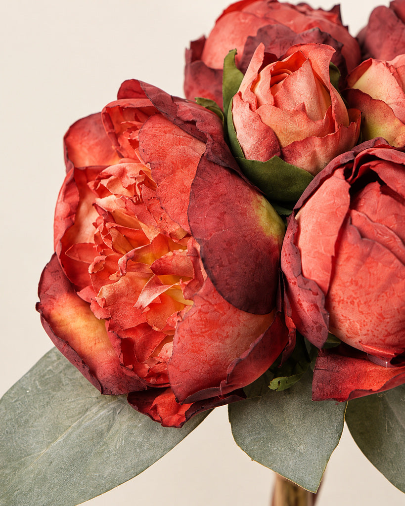 Red 7-Stem Artificial Peony Bouquet - 36.5 cm