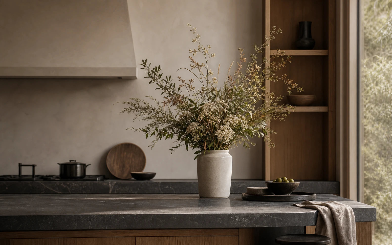Kitchen Island floral setting